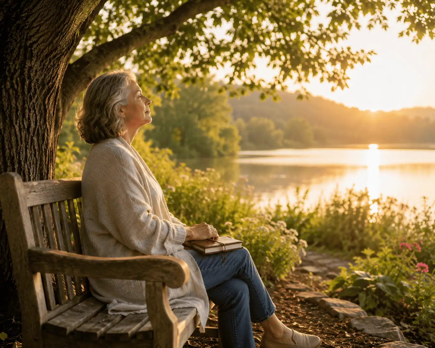 Woman taking a quiet moment for prayer and reflection